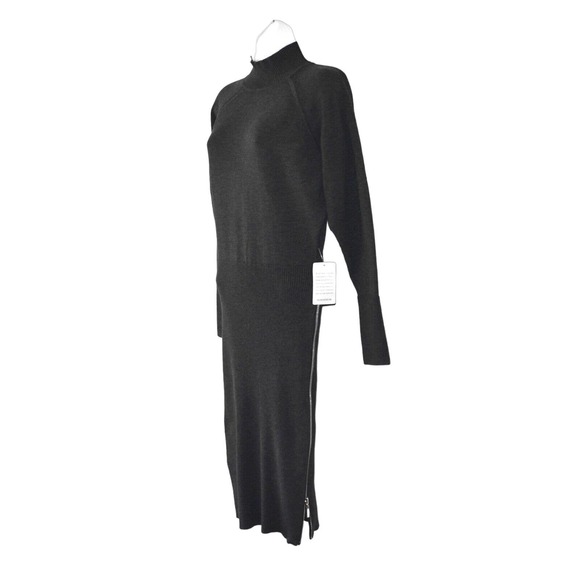 A8 NWT ELIZA J Grey Knit Mock Neck Zipper Side Long Sleeve Sweater Dress Size S - Picture 3 of 8